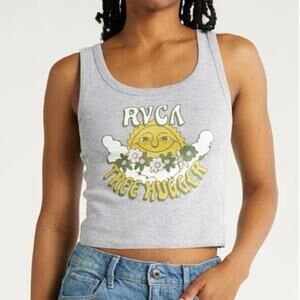 RVCA Poplar Graphic Tank Top Cotton Cropped Heather Gray